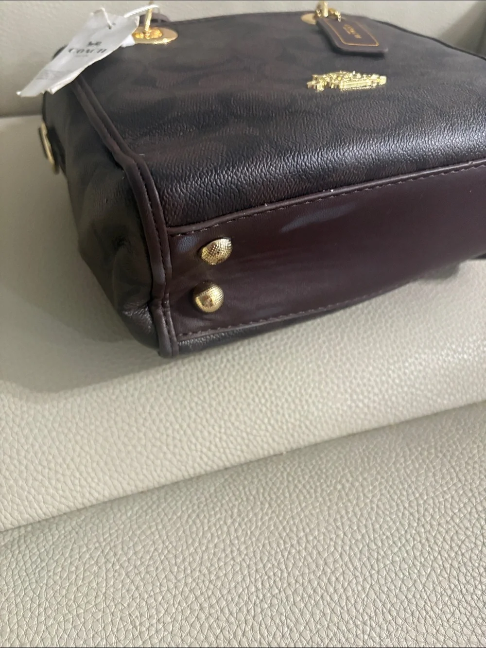 Coach Brown Signature Mini Satchel with Gold Hardware